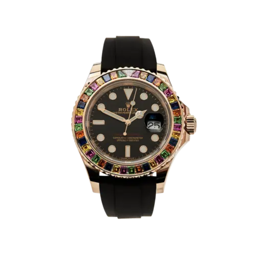 Rolex Yacht-Master 40 116695SATS Rose Gold Black Dial Rainbow Bezel