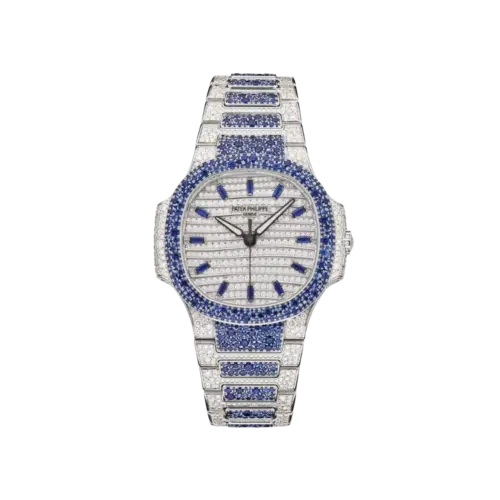 Patek Philippe Nautilus 7118/1451G 'Ladies Haute Joaillerie' White Gold Diamond Blue Sapphire Set