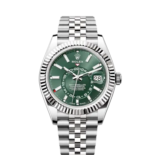 Rolex Sky-Dweller, 42mm, Oystersteel and White Gold, Green, Jubilee, Ref# 336934-0002